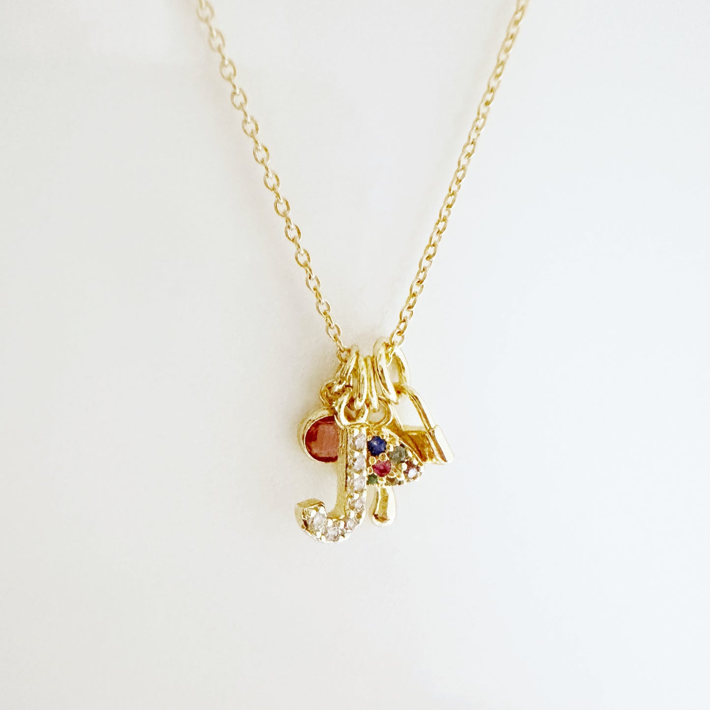 Charm Bar Initial & Charms Necklace