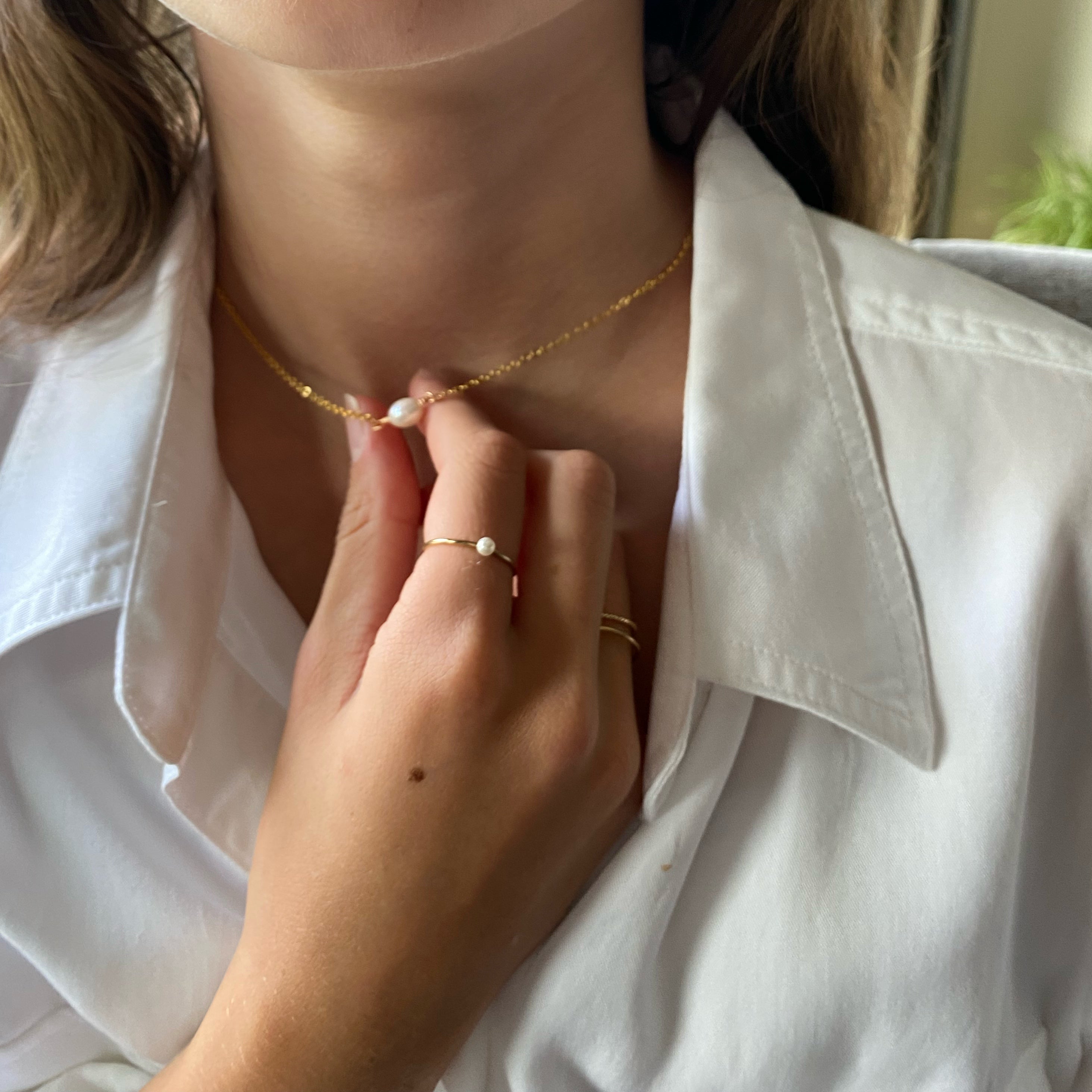 Dainty Pearl Necklace Choker-June Birthstone Necklace & Bracelet in Gold  Women | eBay